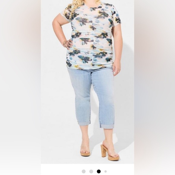 Torrid Stretch Mesh Crew Neck Ruched Top Size Medium/Torrid Size 00 - Picture 1 of 6